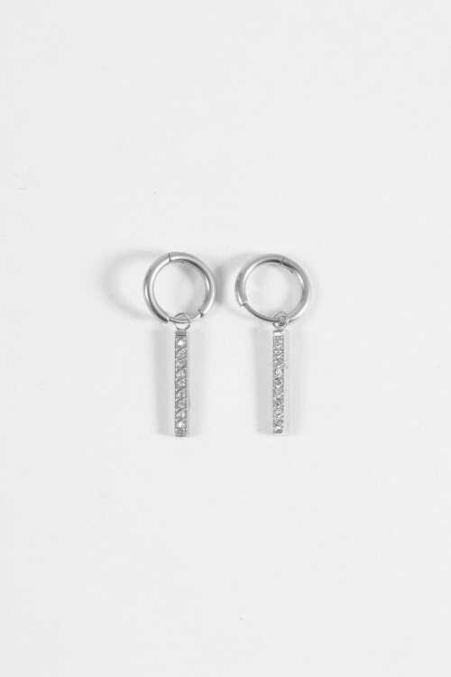 Aros acero con dije strass plateado
