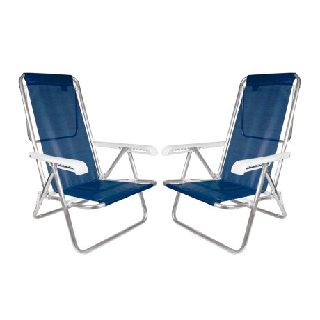 Kit 2 Reposeras Reclinables 8 Posiciones Aluminio Mor Sannet Azul Marino