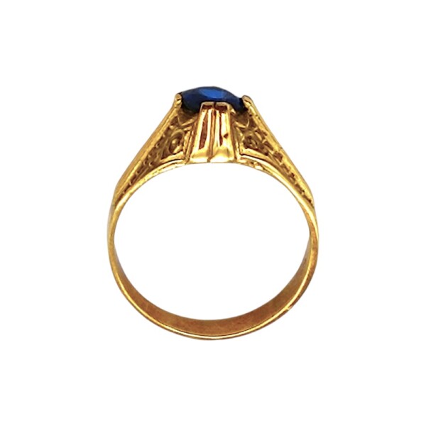 Anillo Labrado-Oro Bajo-Piedra Zafiro-AN8113 conpiedra