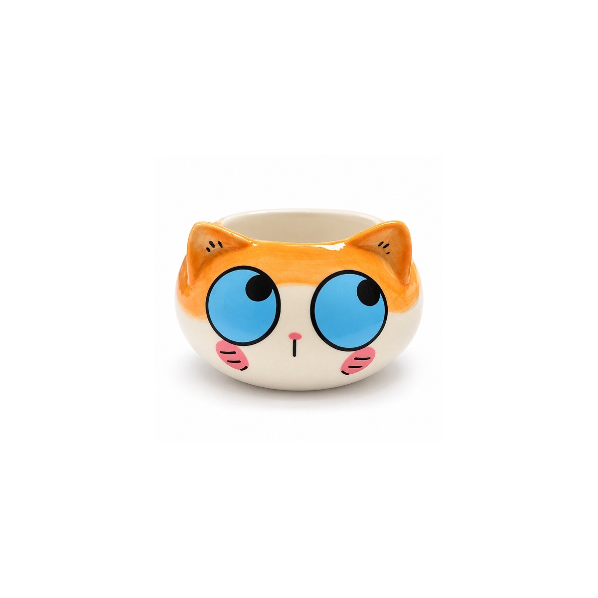 Maceta de cerámica gato ojos turquesa - Blanco 