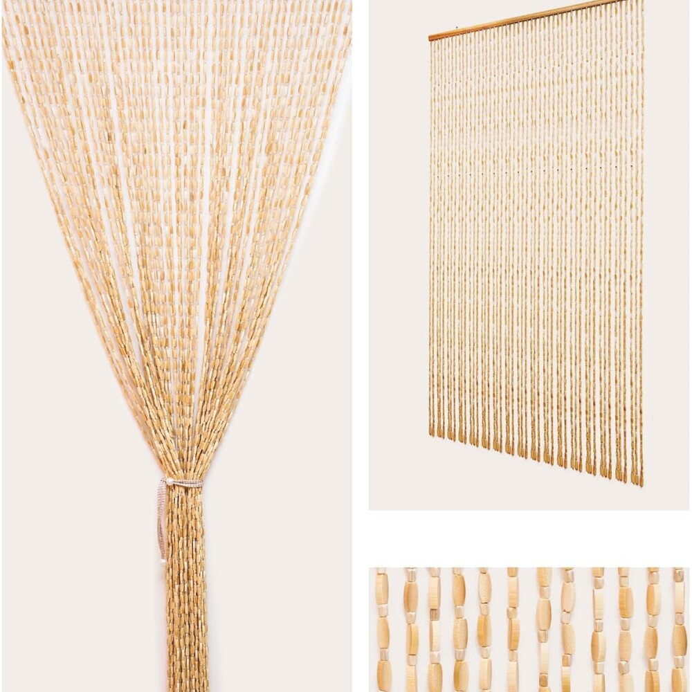 Cortina de Bambú Madera Rústica Beige