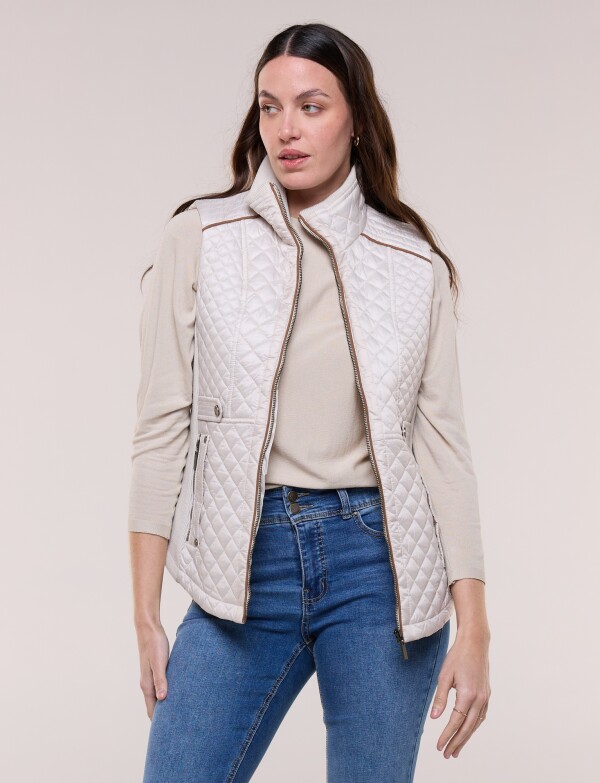 Chaleco Abrigo Ribete BEIGE CLARO