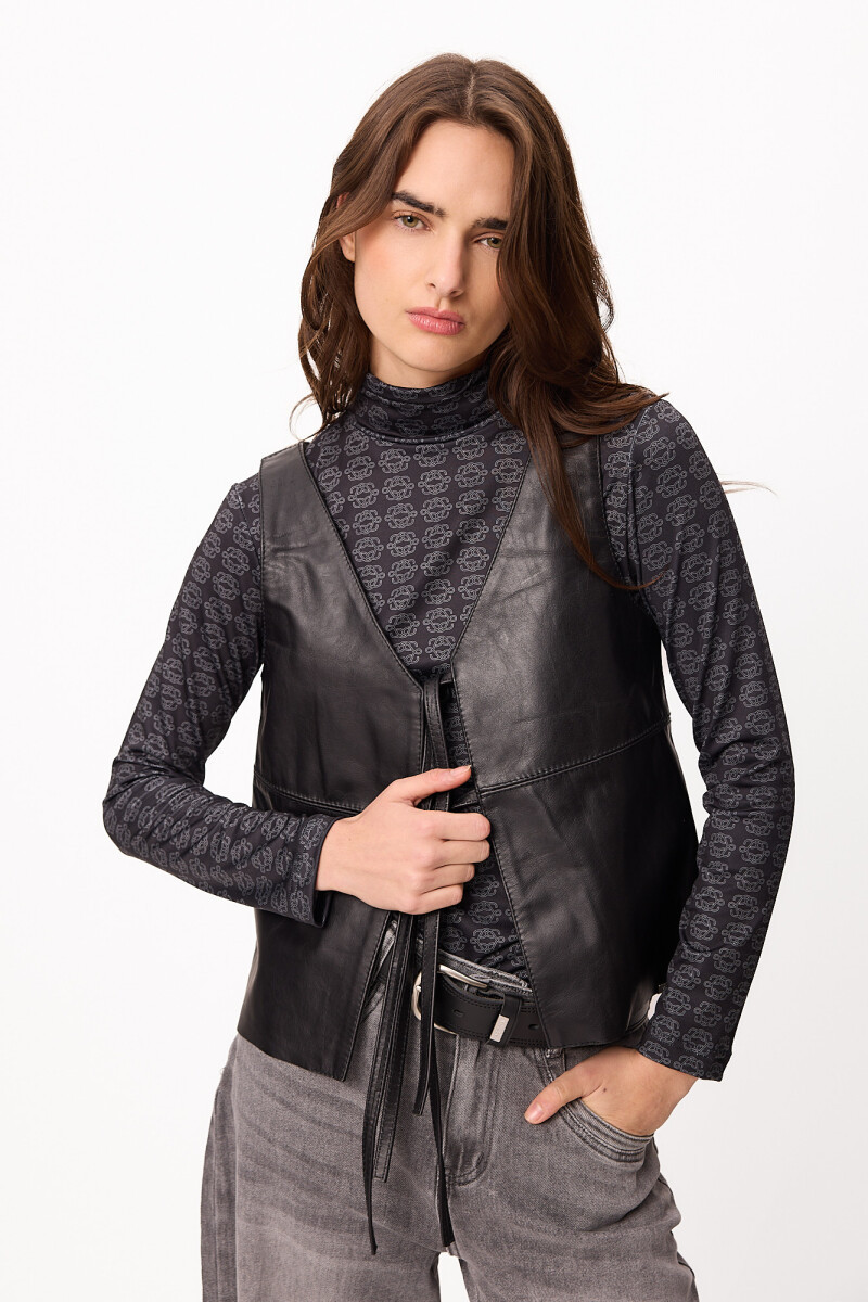 Chaleco Leather Dual - Negro 