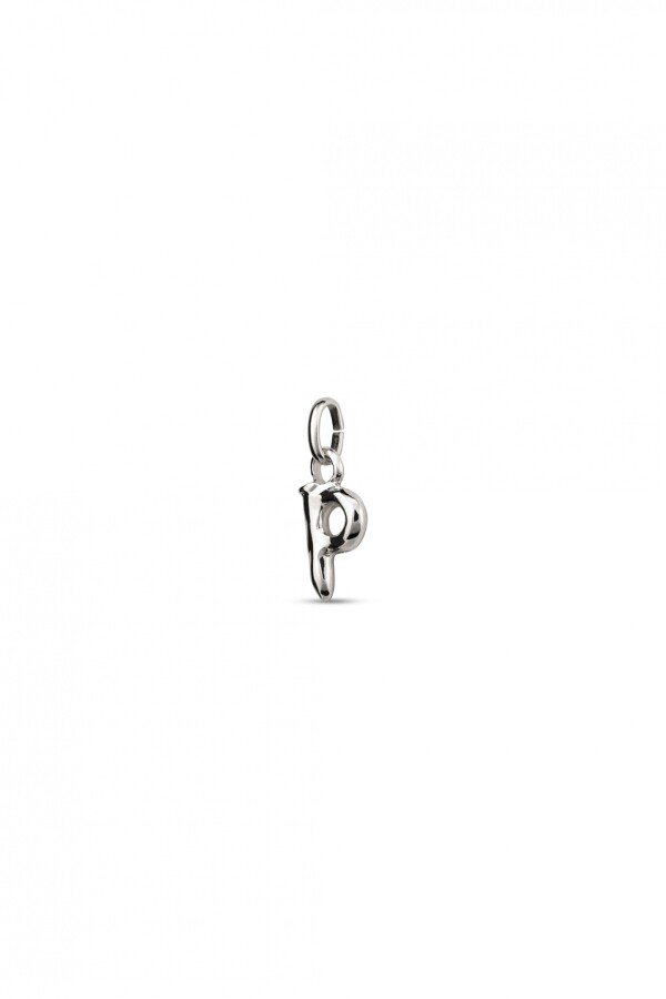 CHARM DE ALEACION DE METALES BAÑADO EN PLATA DE LEY CON FORMA DE LETRA P CON ARGOLLA Charm