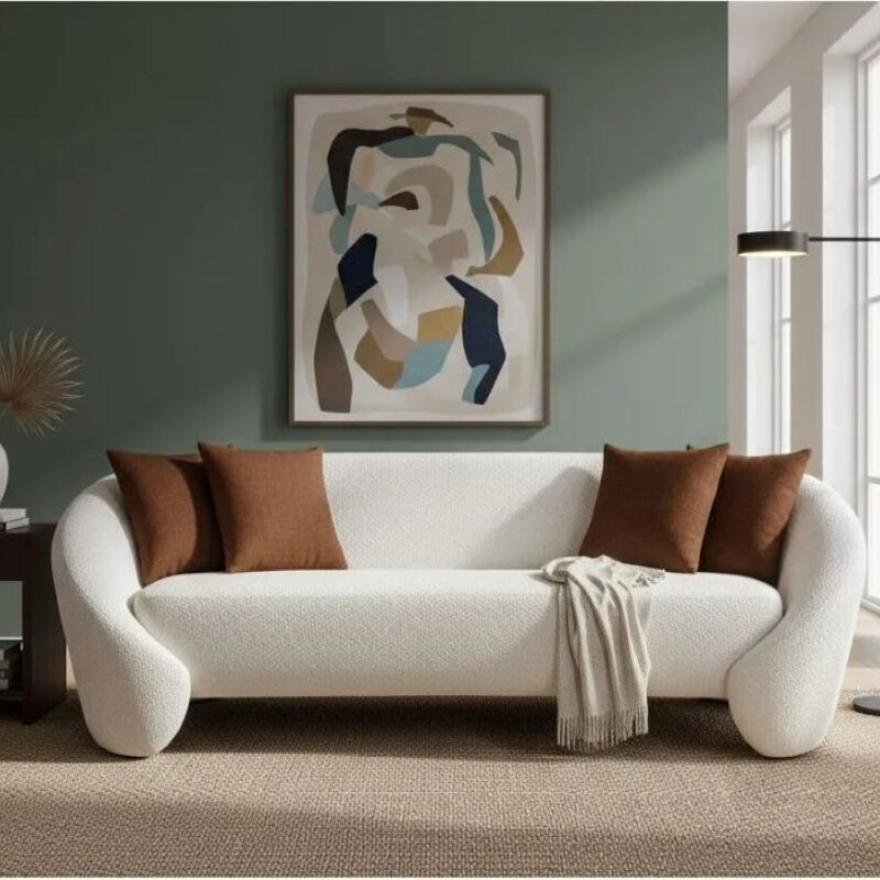 SOFA 3 CUERPOS - TAPIZADO TELA BEIGE - ALMOHADONES LADRILLO SOFA 3 CUERPOS - TAPIZADO TELA BEIGE - ALMOHADONES LADRILLO