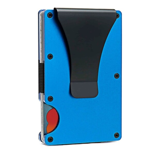Billetera Tarjetero Automatico Ejecutiva Antirobo Rfid Color Variante GRISAZULADO