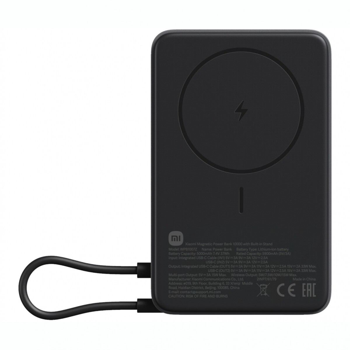 Cargador Portátil Magnético XIAOMI Magnetic Power 10.000MAH Con Soporte Integrado - Dark Gray 