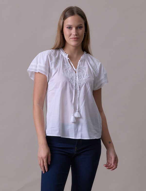 Blusa Algodon Det Puntilla BLANCO