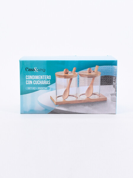CONDIMENTERO CON CUCHARAS TRANSPARENTE
