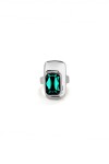 ANILLO BAÑADO PLATA DE LEY CON CRISTAL VERDE Anillo