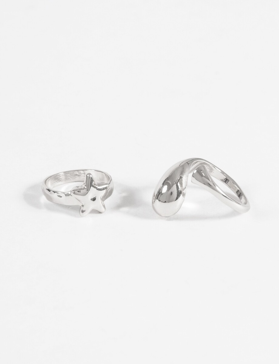 Set de anillos bold estrella - plateado 