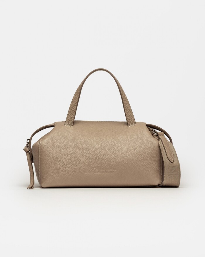 Cartera de mano Resort en cuero graneado Taupe