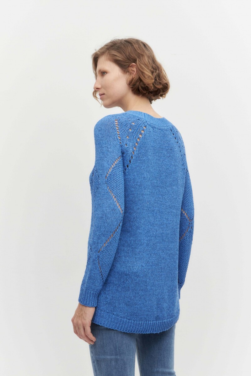 Sweater con calado rombos azul francia