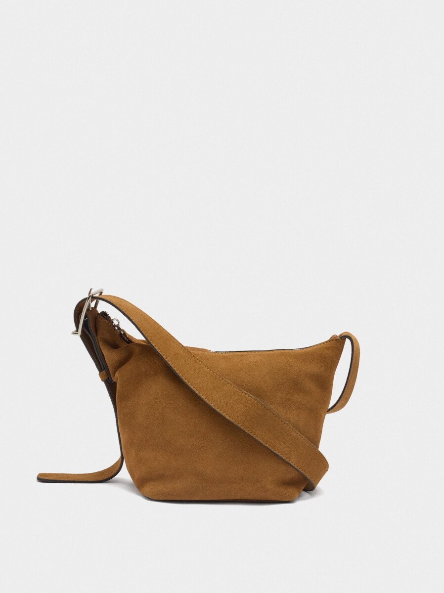 Bolso Bandolera De Piel Lisa - camel 