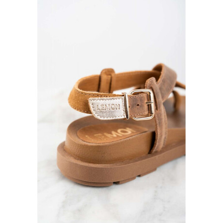Sandalia Cuero Combinada Marron