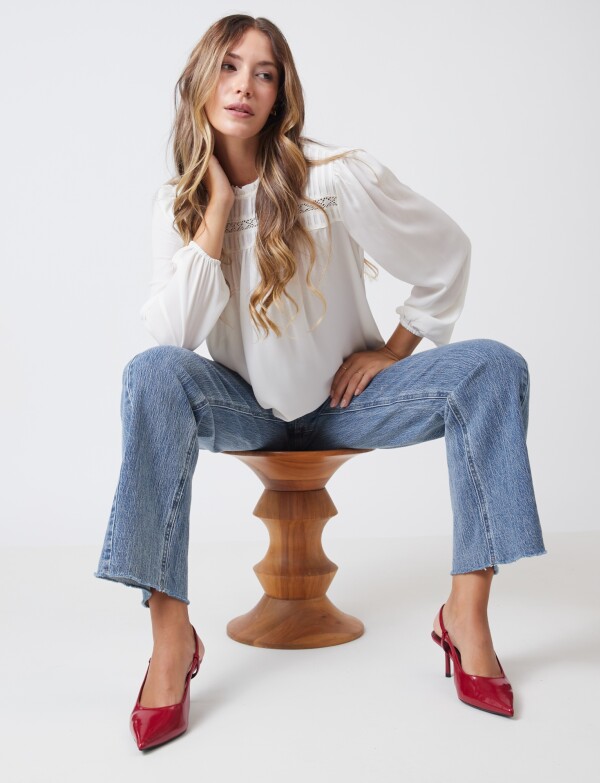 Blusa Gasa Pliegues CRUDO