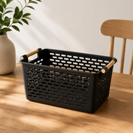 Cesto calado con asas 30 x 15 x 13 NEGRO