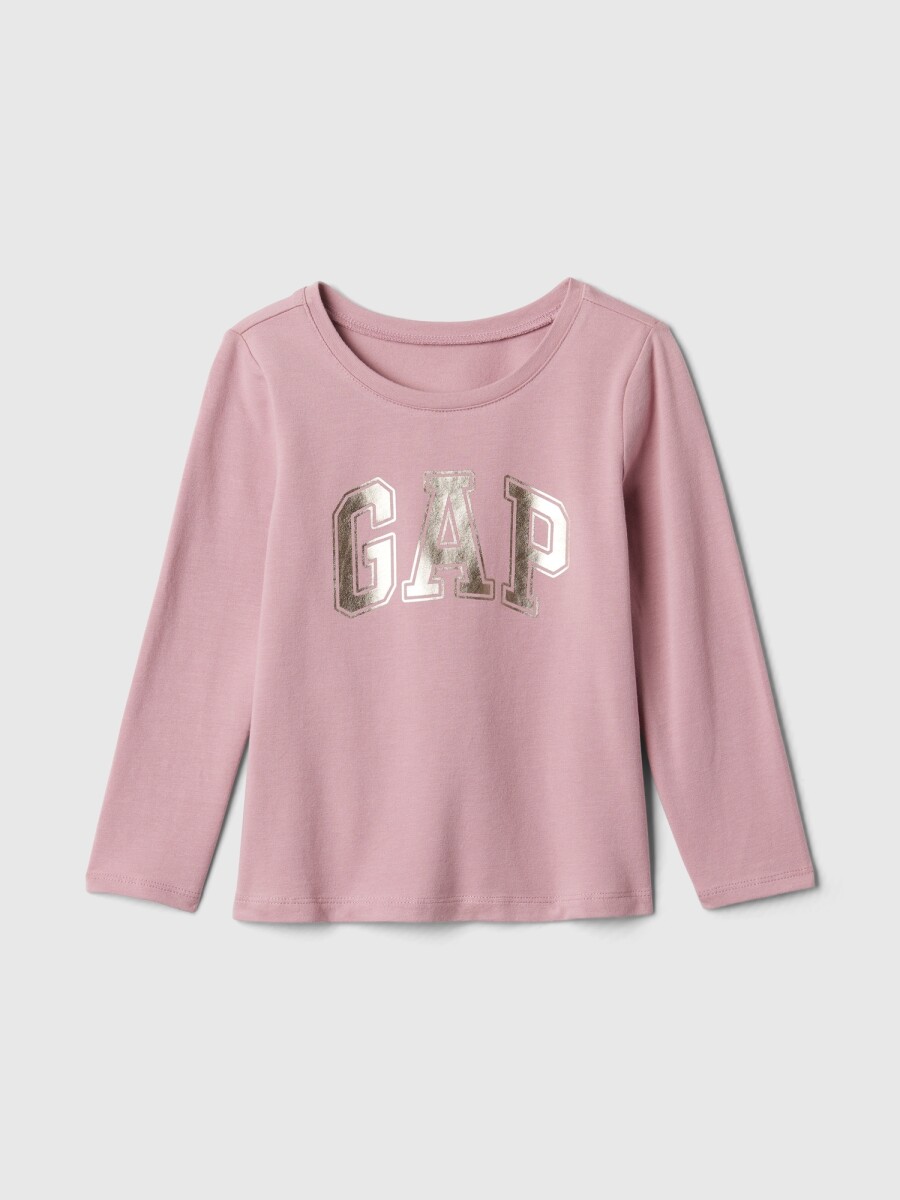 Remera Logo Gap Manga Larga Toddler Niña - Lilas Pink 16-1708 Tcx 