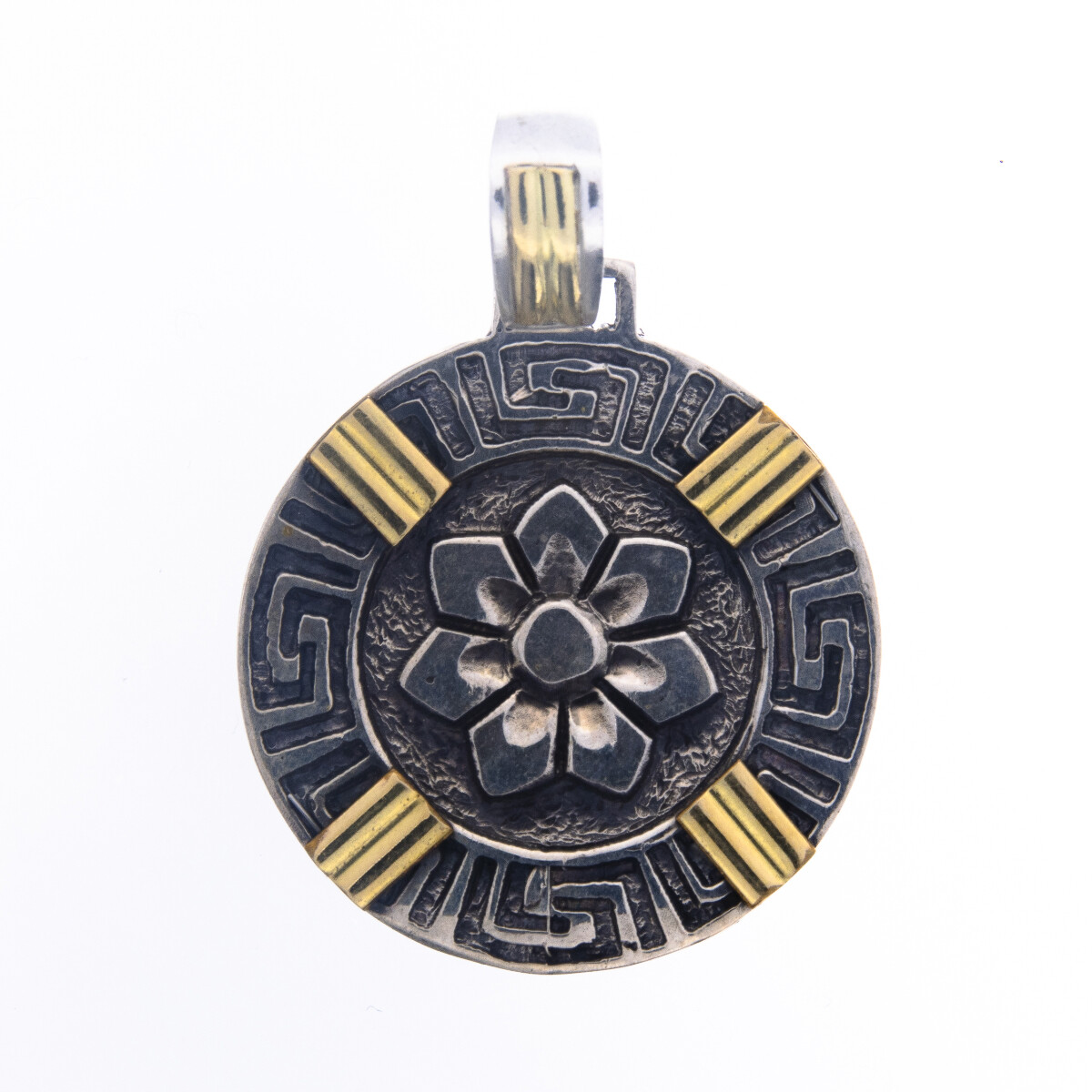 Colgante de plata 925 y double en oro 18 ktes, FLOR PAMPA. 