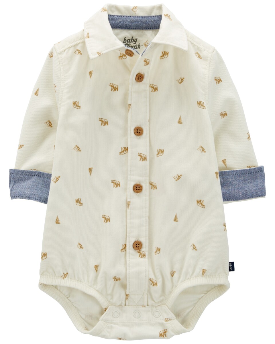 Body de pana, tipo camisa, diseño osos 