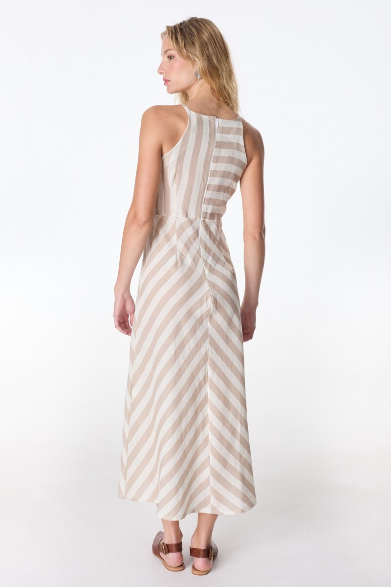 Vestido Peoni Rayas Beige