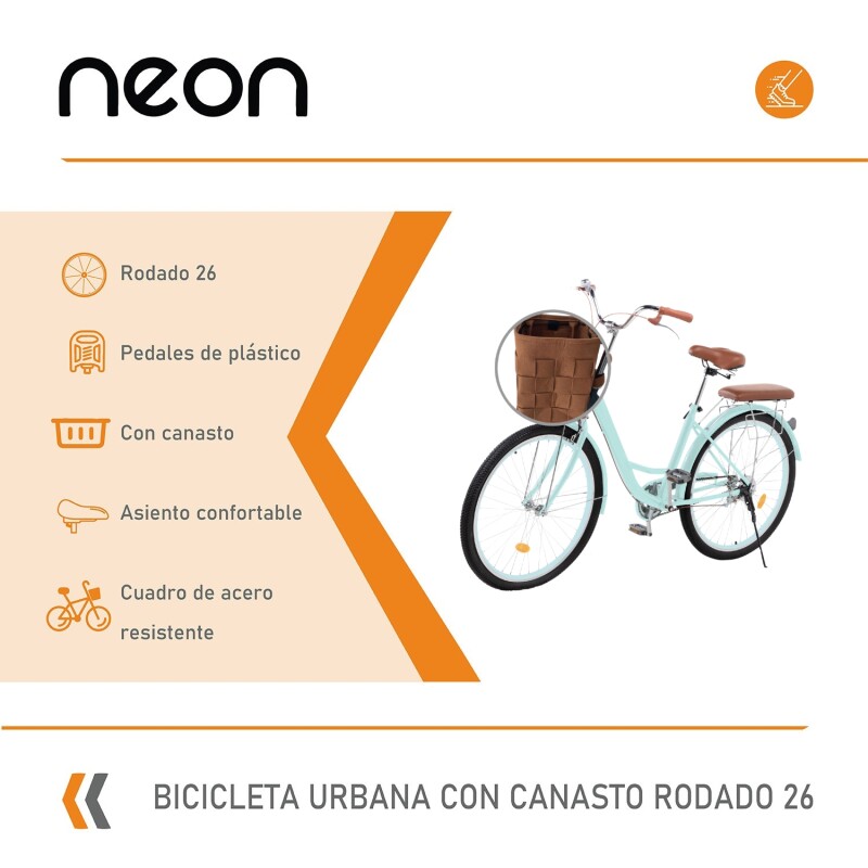 Bicicleta Urbana Rodado 26 con Canasto Vintage Verde