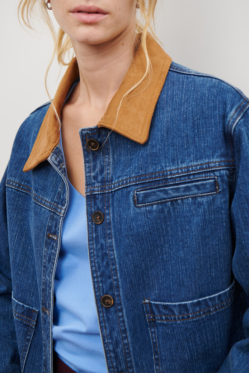 CHAQUETA JEAN CUELLO CAMEL