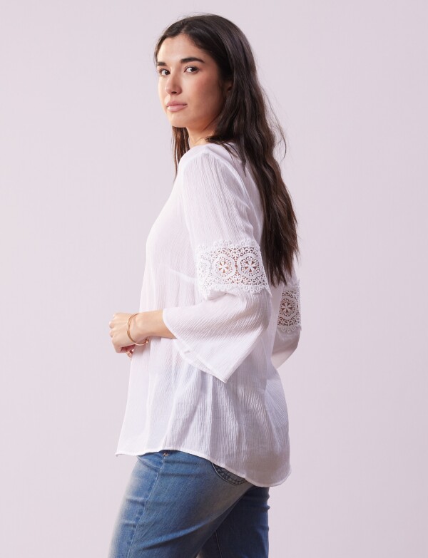 Blusa Manga Calada BLANCO