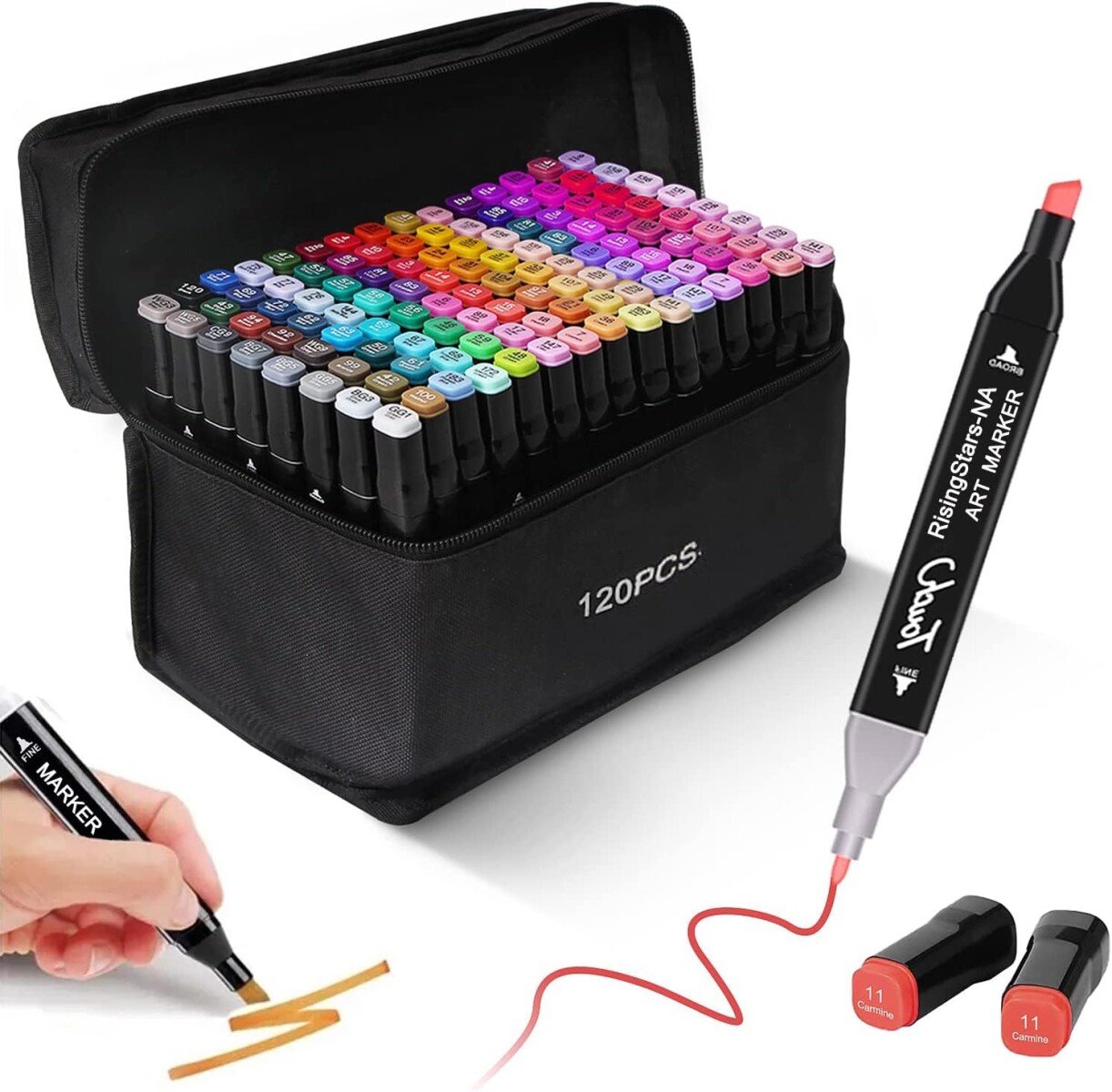 Set De Marcadores Drypens x120 Doble Punta Con Estuche 