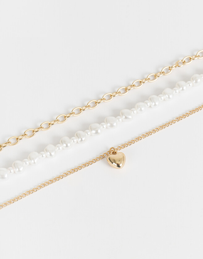 Chokers Con perlas Set De Chokers Con Perlas - Dorado