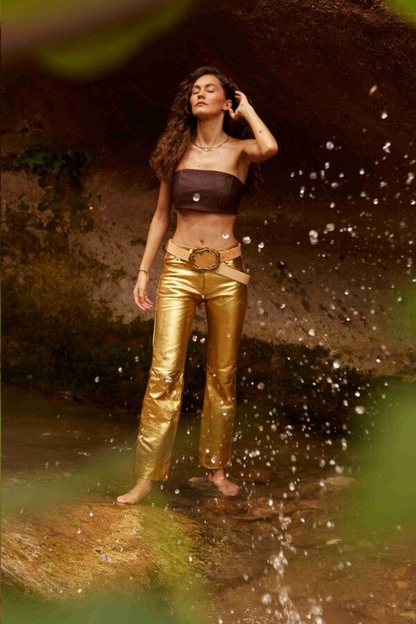 Leather Jeans Galácticos Dorado Fuerte