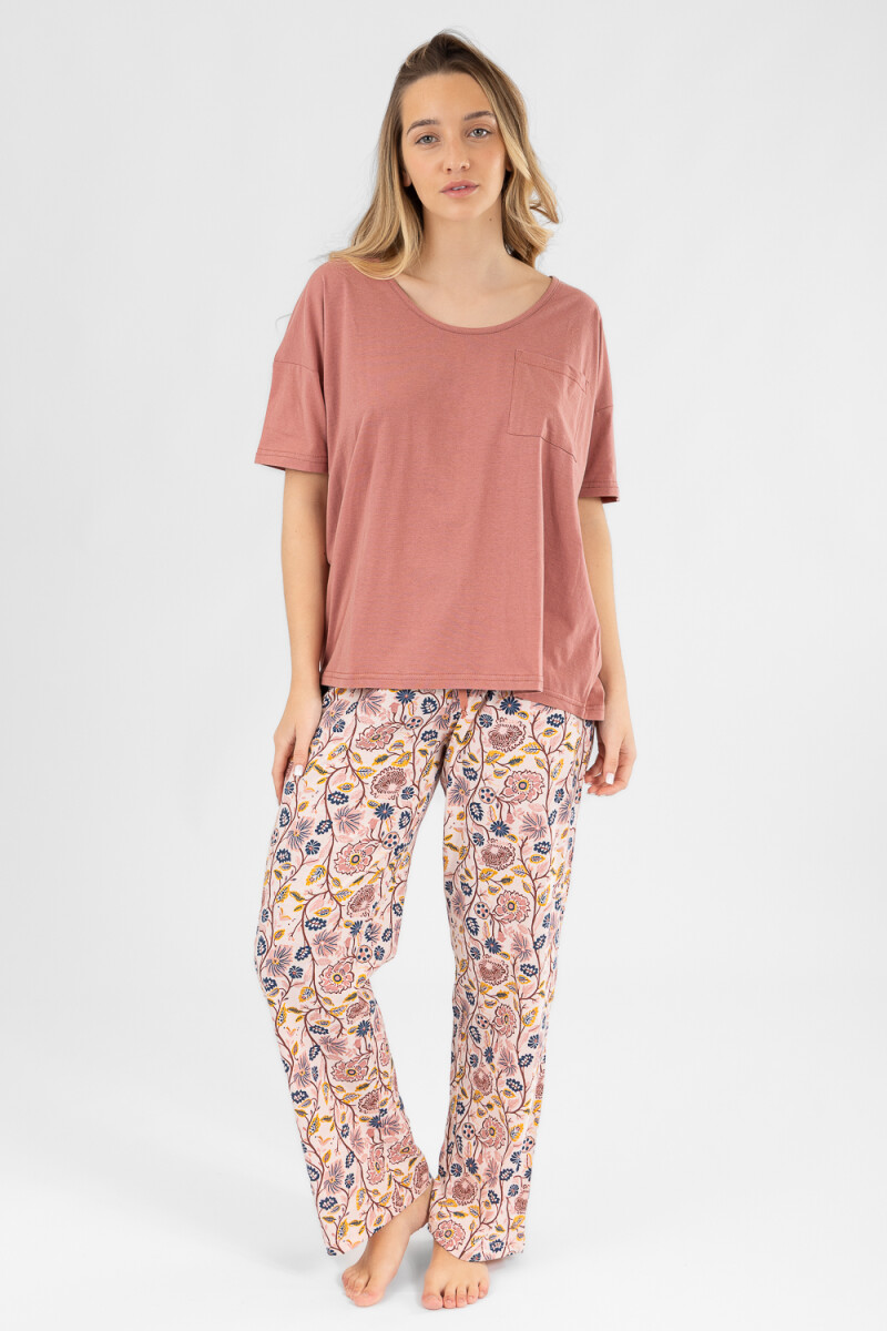 Pijama faustina pantalon Rosa antique