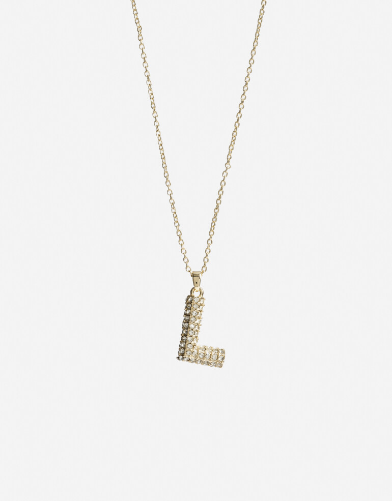 Cadena Corta con Dije Letras Cadena Con Dije Inicial L - Dorado