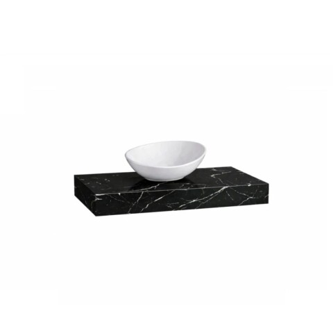 Mesada suspendida en porcelanato PERI 80 Negro Pulido con bacha de loza Mesada Suspendida En Porcelanato Peri 80 Negro Pulido Con Bacha De Loza