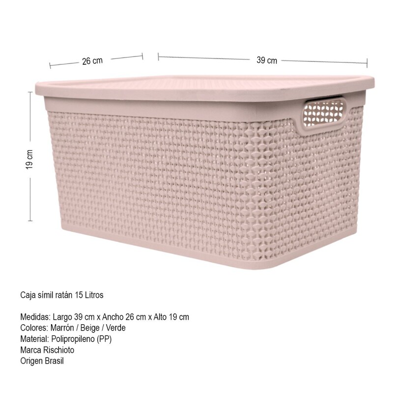 Set x2 Caja simil ratán 15 lts ROSADO