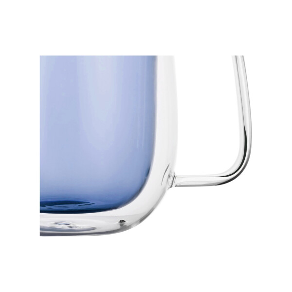 Taza Vidrio Doble Pared Color Aislamiento C/ Asa Café 250ml Variante Color Azul