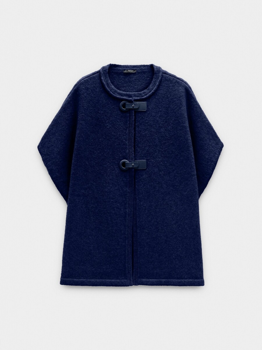 Poncho De Punto Con Hebillas azul-marino