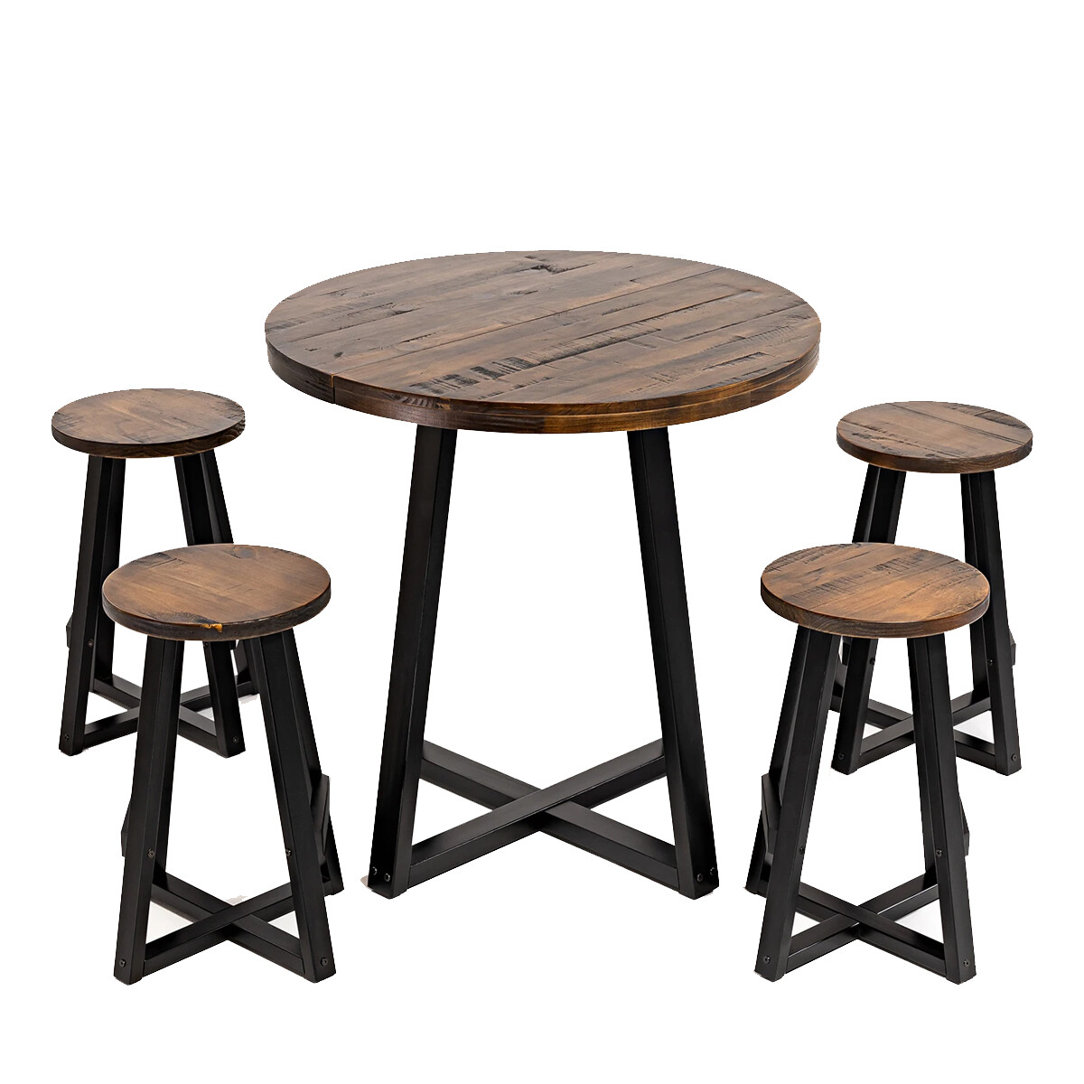 JUEGO DE COMEDOR MESA Y 4 BANQUETAS CON TAPA EN MADERA MACIZA 