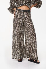 Pantalon Cuarzo Lino Estampa Negro
