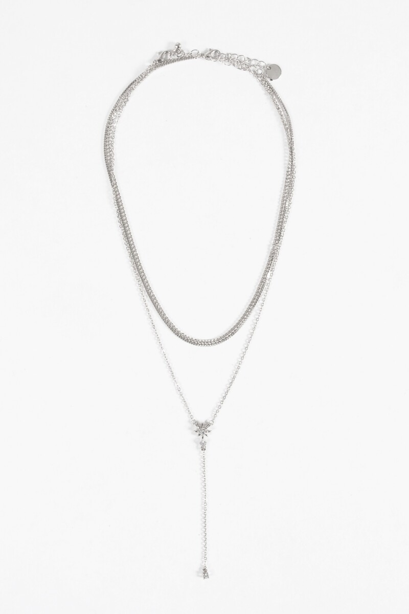 Collar strass doble vuelta plateado