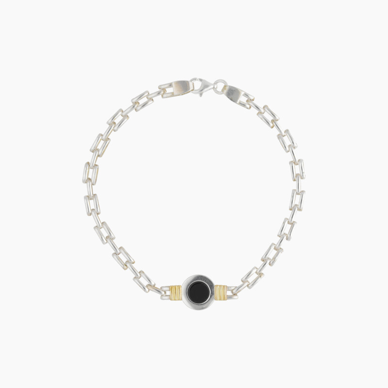 Pulsera en plata y oro con ónix Pulsera En Plata Y Oro Con ónix