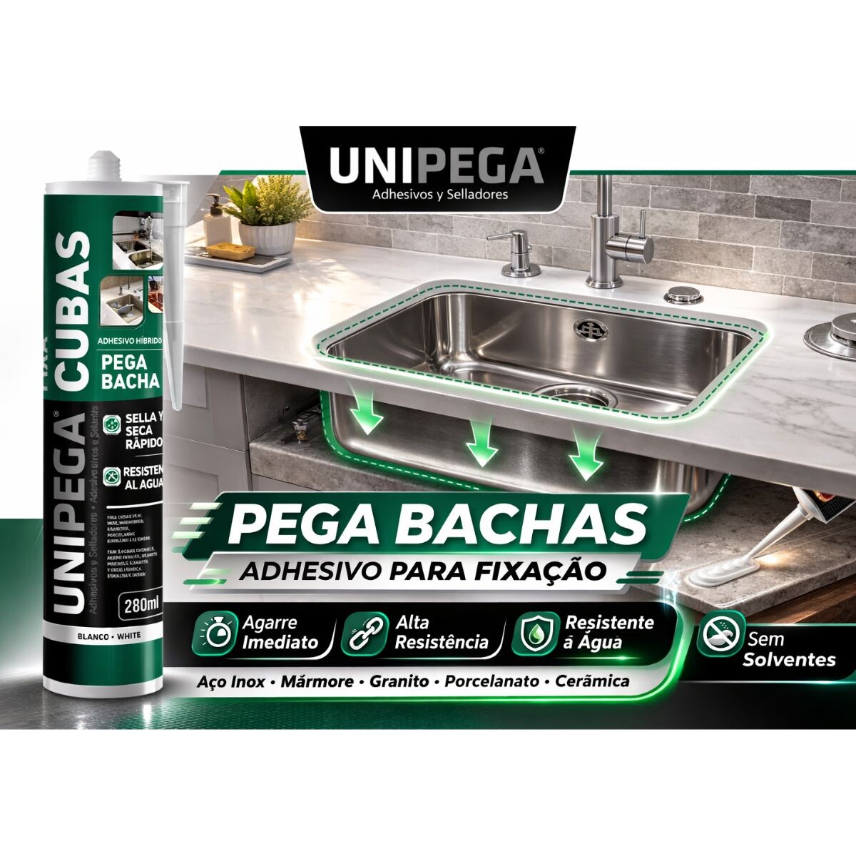 ADHESIVO UNIPEGA PEGA BACHAS 280ML Adhesivo Unipega Pega Bachas 280ml