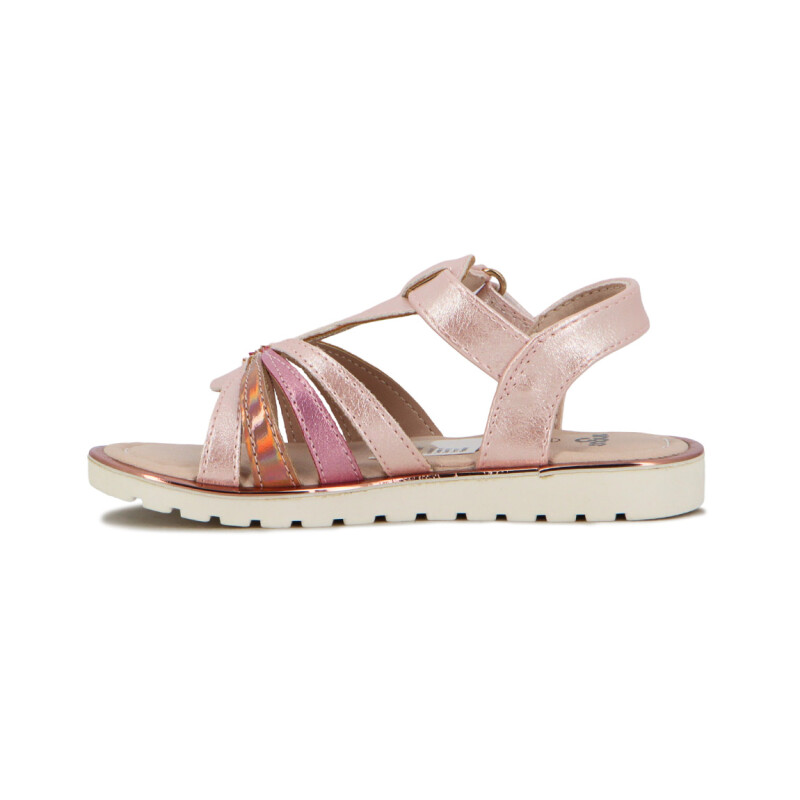 Sandalias Niña Angus Cuatro Tiras Con Velcro Rosado