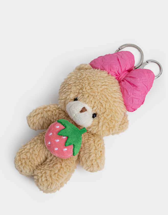 Llavero Peluche Llavero Y Charm De Peluche De Oso Con Moño - Marron Camel