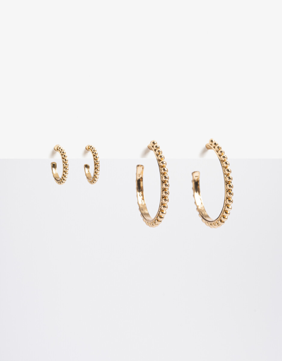 Set De Argolla Torzados Bañado En Oro 