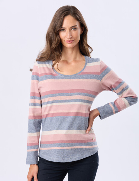 REMERA RAYADA DE ALGODÓN Azul