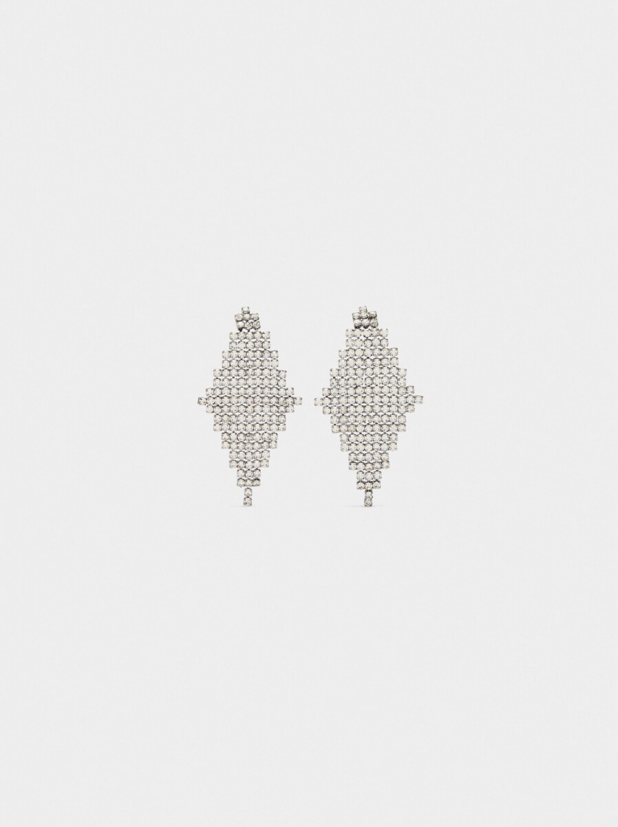 Pendientes De Rombos Con Cristales - plateado 