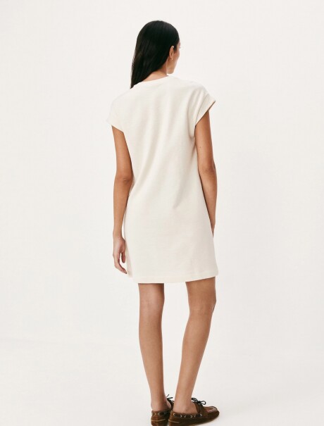VESTIDO CORTO BÁSICO TEXTURIZADO BEIGE
