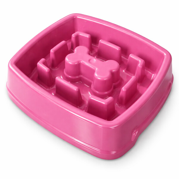 Plato Comedero Come Lento Perros Gatos Mascotas Plastico Color Fucsia