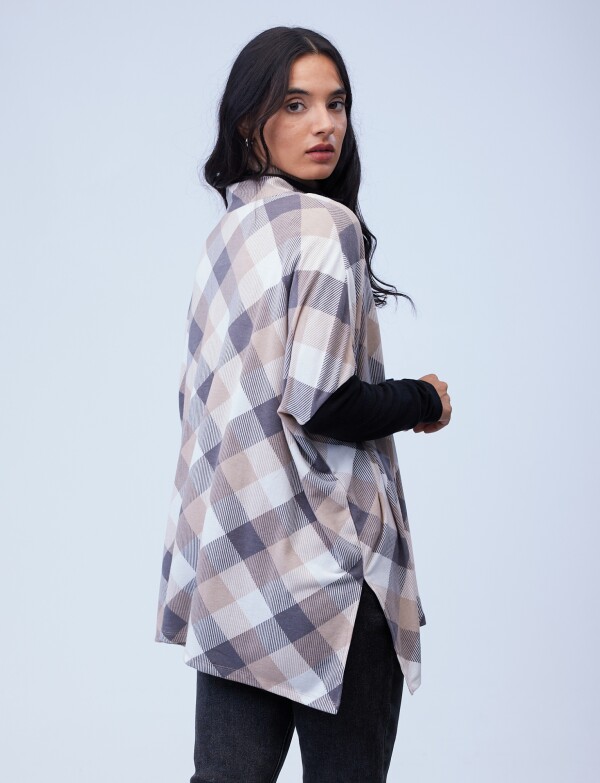 Cardigan Oversized Zip MULTI/BEIGE